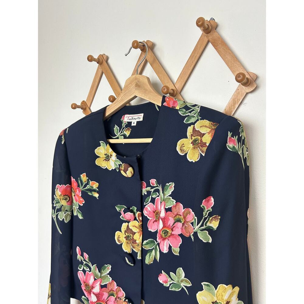 90's Women's Boxy Floral Blazer Sz 4 | Vintage Sheer Blazer